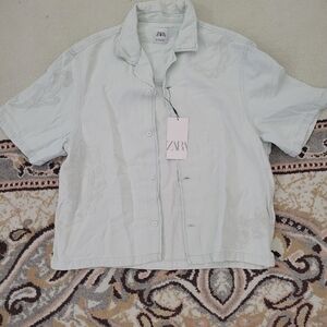 Zara Men's Short Sleeve Denim Shirt